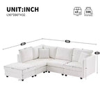 Divano componibile a L a 5 posti con pouf mobile, 90" x 80"
