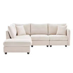 Divano componibile a L a 5 posti con pouf mobile, 90" x 80"