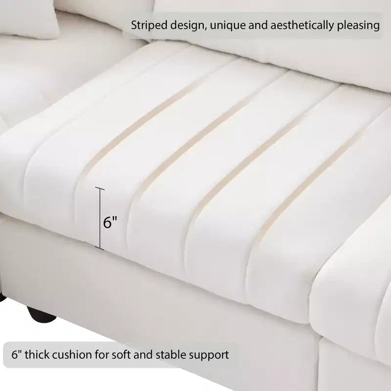 Divano componibile a L a 5 posti con pouf mobile, 90" x 80"