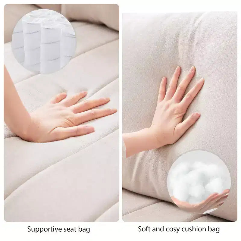 Divano componibile a L a 5 posti con pouf mobile, 90" x 80"