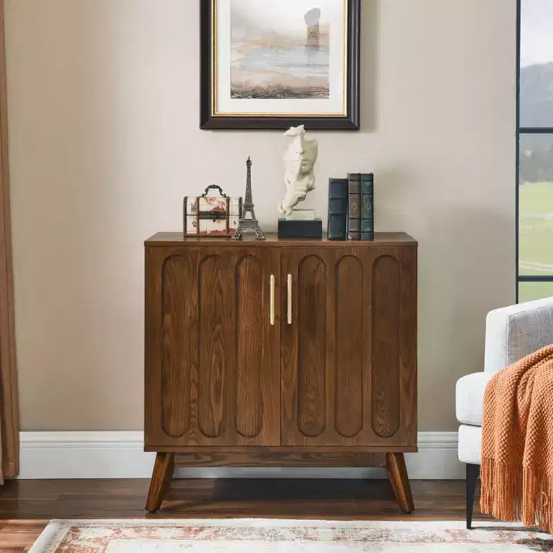 Modern Sideboard Cabinet with 2 Door, Buffet Cabinet with Adjustable Shelves Hard Wood Legs, Storage Cabinet