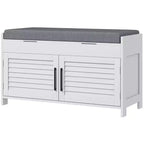 Shoe Storage Bench, Modern Entryway Bench with Cushion, Hidden Compartments, Adjustable Shelves, Shutter Doors