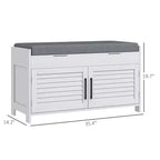 Panca scarpiera con cuscino, ante a persiana e ripiani regolabili