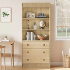 Libreria Scanalata con 3 Cassetti – Scaffale Alto 180 cm con Design Ondulato