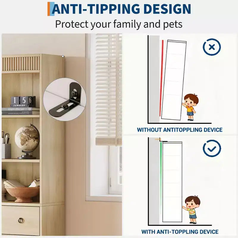 Libreria Scanalata con 3 Cassetti – Scaffale Alto 180 cm con Design Ondulato