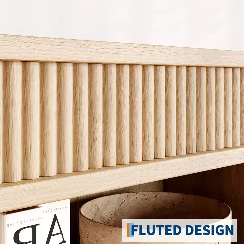 Libreria Scanalata con 3 Cassetti – Scaffale Alto 180 cm con Design Ondulato
