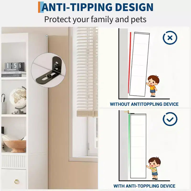 Libreria Scanalata con 3 Cassetti – Scaffale Alto 180 cm con Design Ondulato