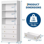 Libreria Scanalata con 3 Cassetti – Scaffale Alto 180 cm con Design Ondulato