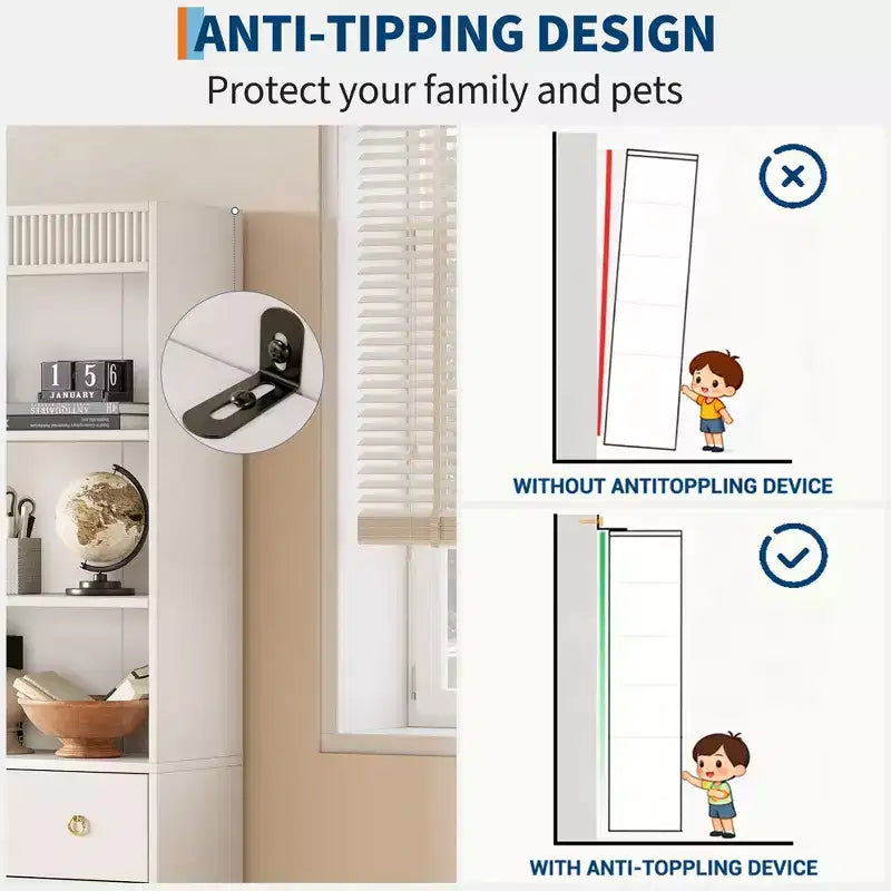 Libreria Scanalata con 3 Cassetti – Scaffale Alto 180 cm con Design Ondulato