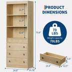 Libreria Scanalata con 3 Cassetti – Scaffale Alto 180 cm con Design Ondulato