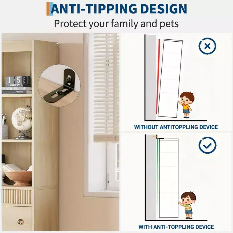 Libreria Scanalata con 3 Cassetti – Scaffale Alto 180 cm con Design Ondulato