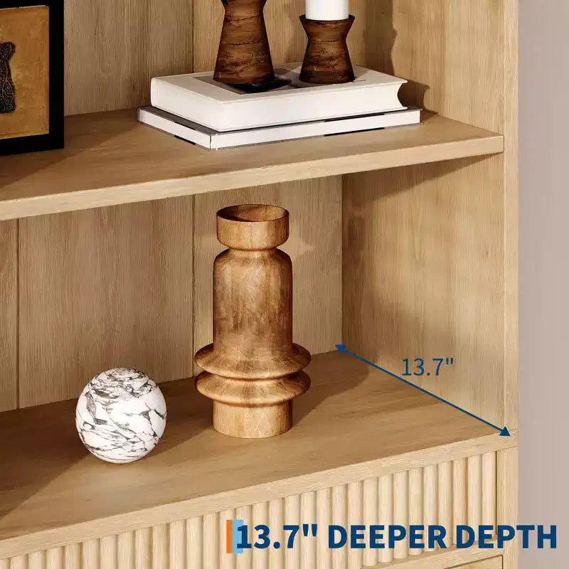 Libreria Scanalata con 3 Cassetti – Scaffale Alto 180 cm con Design Ondulato