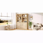 Libreria Scanalata con 3 Cassetti – Scaffale Alto 180 cm con Design Ondulato