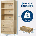 Libreria Scanalata con 3 Cassetti – Scaffale Alto 180 cm con Design Ondulato