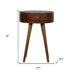 Comodino a un cassetto in legno massello di castagno da 55,8 cm