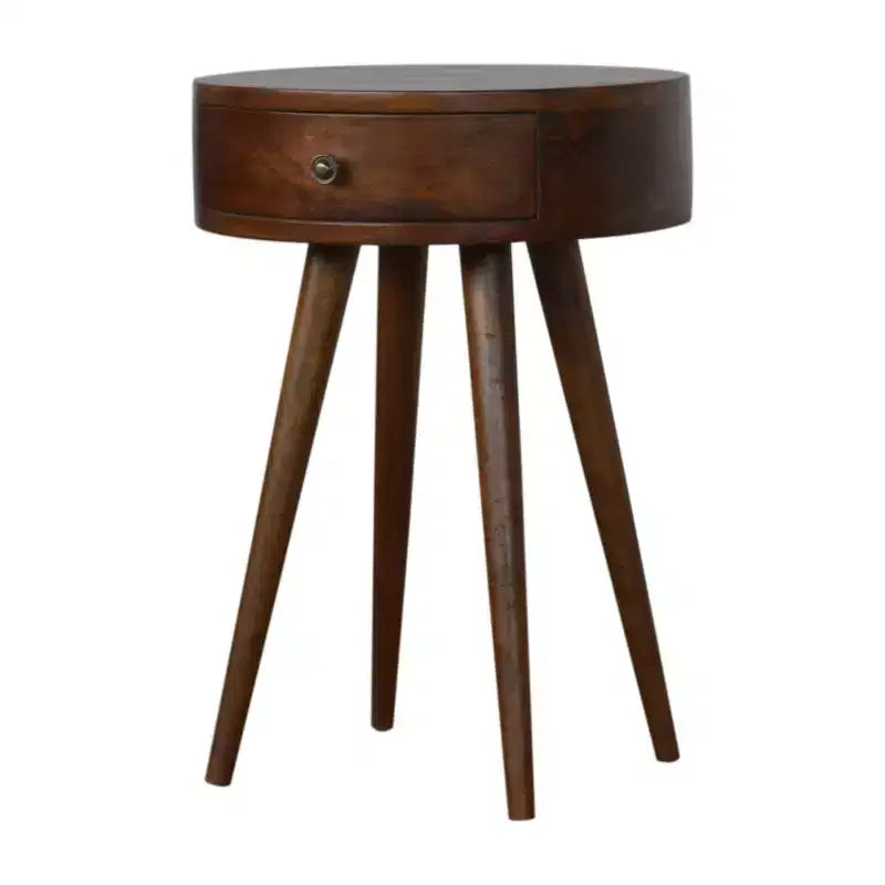 Comodino a un cassetto in legno massello di castagno da 55,8 cm