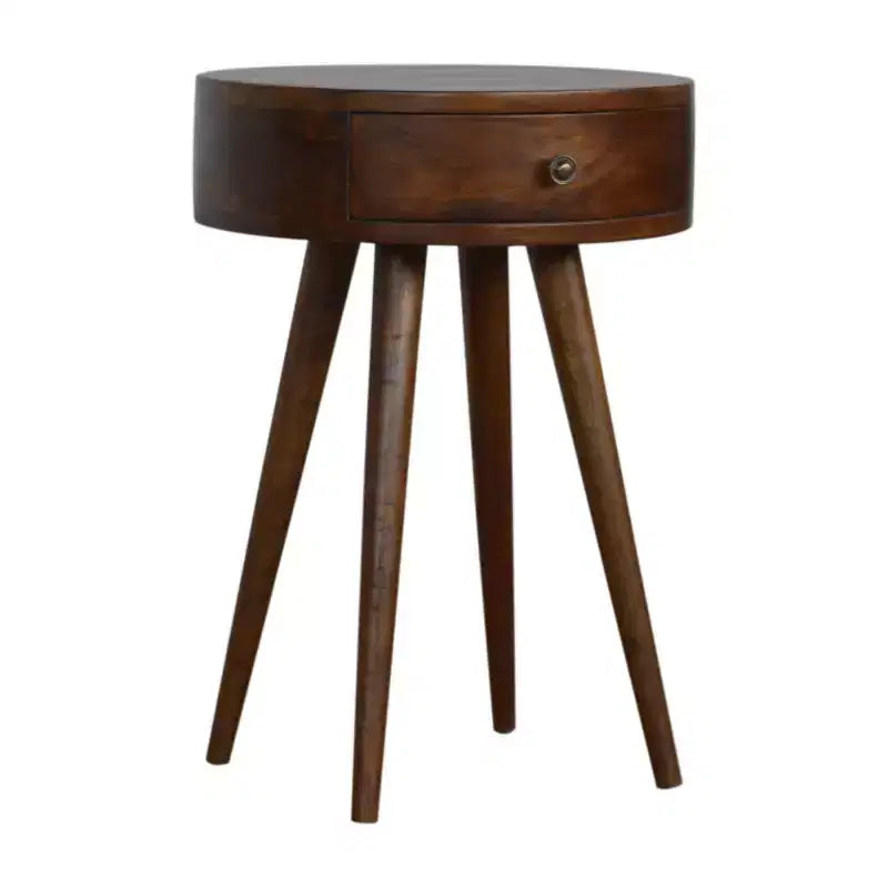Comodino a un cassetto in legno massello di castagno da 55,8 cm