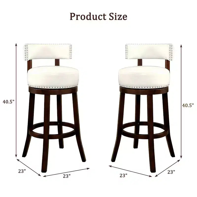 Sgabello da bar girevole da 30 pollici con borchie decorative, set da 2