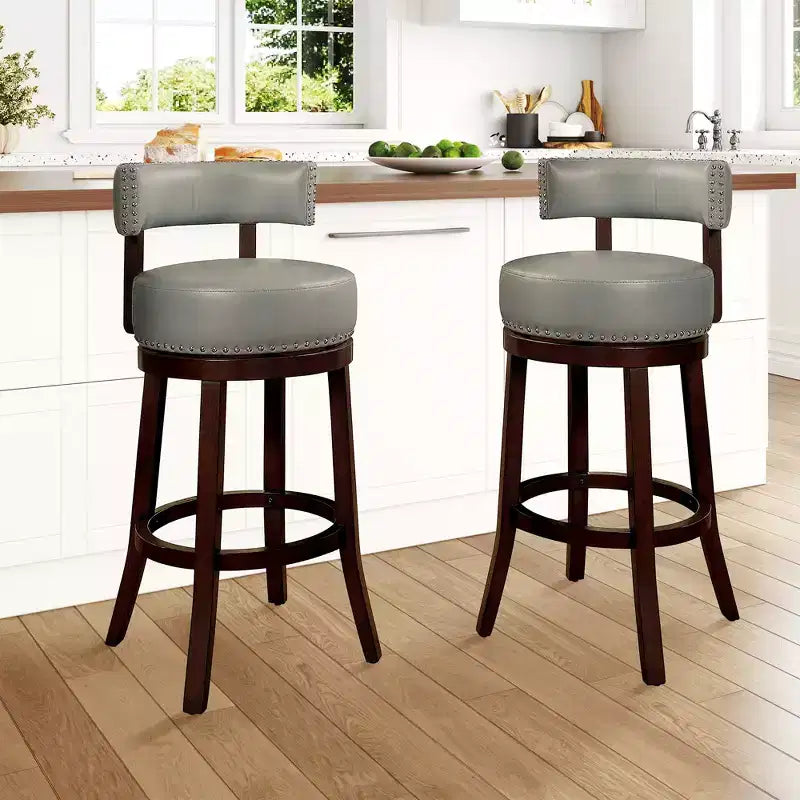 Sgabello da bar girevole da 30 pollici con borchie decorative, set da 2