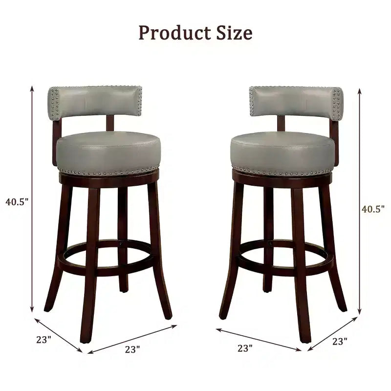 Sgabello da bar girevole da 30 pollici con borchie decorative, set da 2
