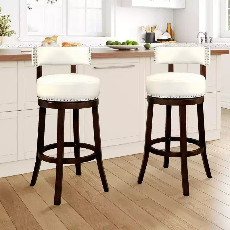 Sgabello da bar girevole da 30 pollici con borchie decorative, set da 2