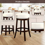 Sgabello da bar girevole da 30 pollici con borchie decorative, set da 2