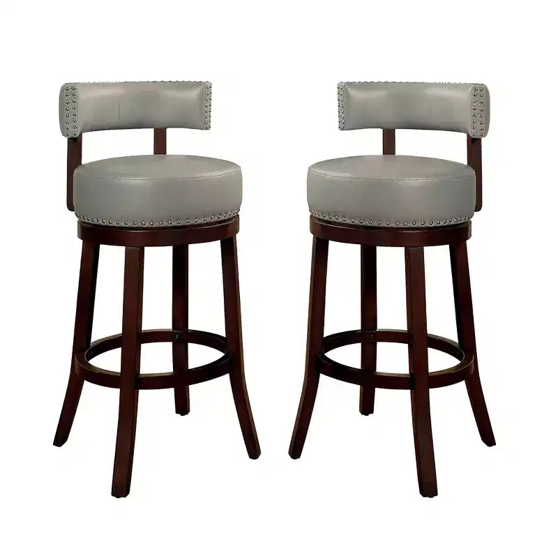 CLIHOME 30-Inch Swivel Bar Stool with Nailhead Trim and Padded Leatherette Seat