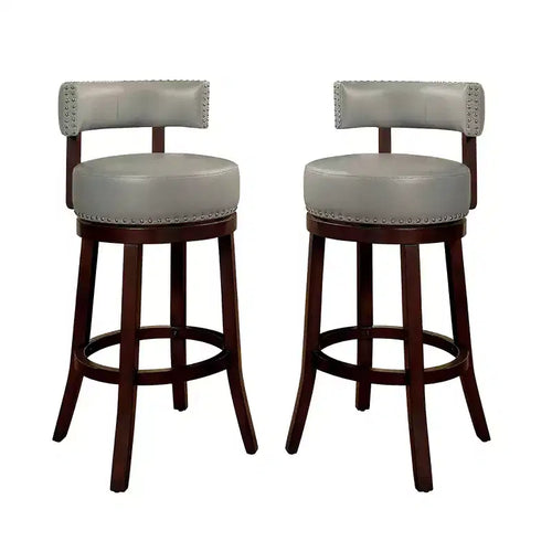 CLIHOME 30-Inch Swivel Bar Stool with Nailhead Trim and Padded Leatherette Seat