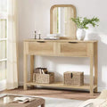 43.3'' Console Table with 2 Drawer, Farmhouse Rustic Skinny Entryway Table, Modern Wood Metal Hallway Sofa Table with Shelf, Narrow Couch Entry Table