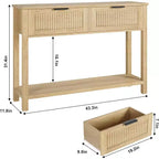 Tavolo Consolle con 2 Cassetti e Ripiano – Tavolino Stretto da Ingresso da 110 cm