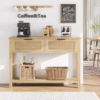 Tavolo Consolle con 2 Cassetti e Ripiano – Tavolino Stretto da Ingresso da 110 cm