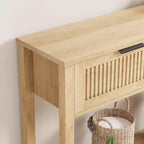 Tavolo Consolle con 2 Cassetti e Ripiano – Tavolino Stretto da Ingresso da 110 cm