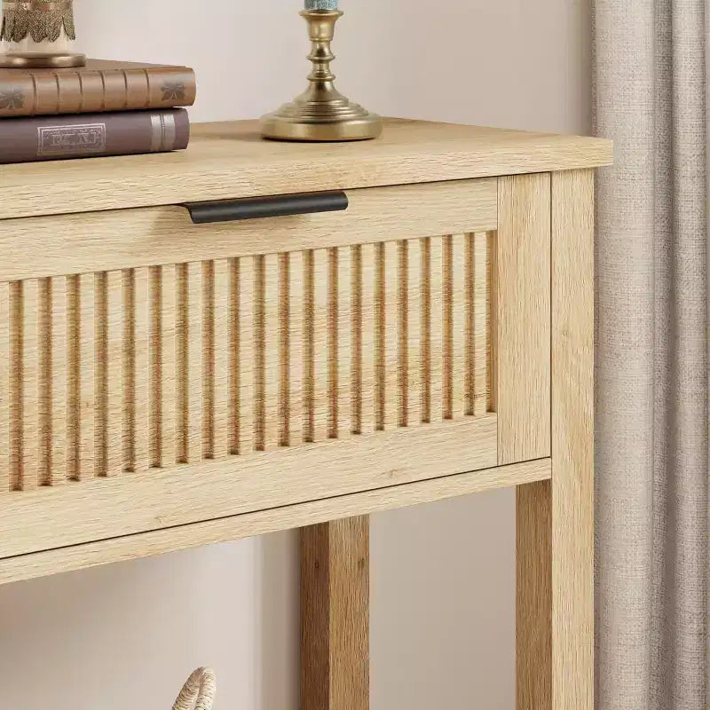Tavolo Consolle con 2 Cassetti e Ripiano – Tavolino Stretto da Ingresso da 110 cm