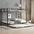 Letto a castello Queen su Queen con letto estraibile singolo – Struttura in metallo, spondine e contenitore sotto il letto