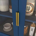 Armadio alto con ante in vetro temperato – Mobile in MDF a 4 ante, blu navy