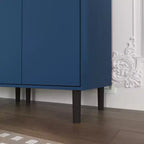 Armadio alto con ante in vetro temperato – Mobile in MDF a 4 ante, blu navy
