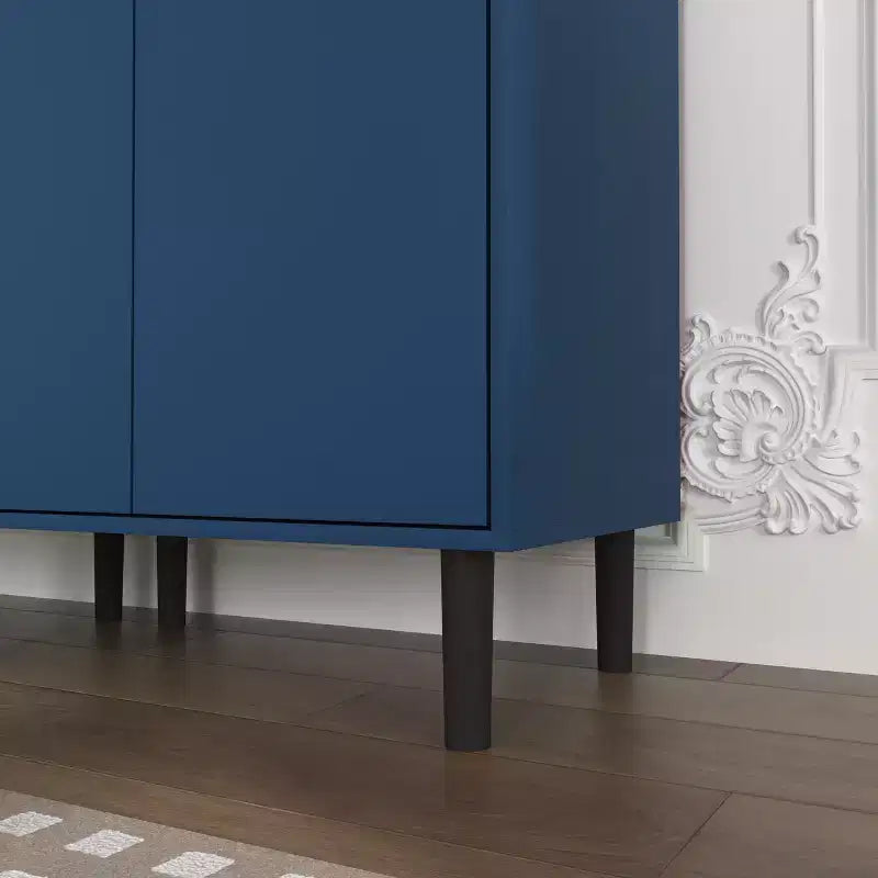 Armadio alto con ante in vetro temperato – Mobile in MDF a 4 ante, blu navy