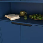 Armadio alto con ante in vetro temperato – Mobile in MDF a 4 ante, blu navy