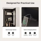 Mobile trucco da 120 cm con specchio illuminato e armadietto contenitore