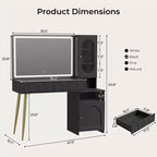 Mobile trucco da 120 cm con specchio illuminato e armadietto contenitore