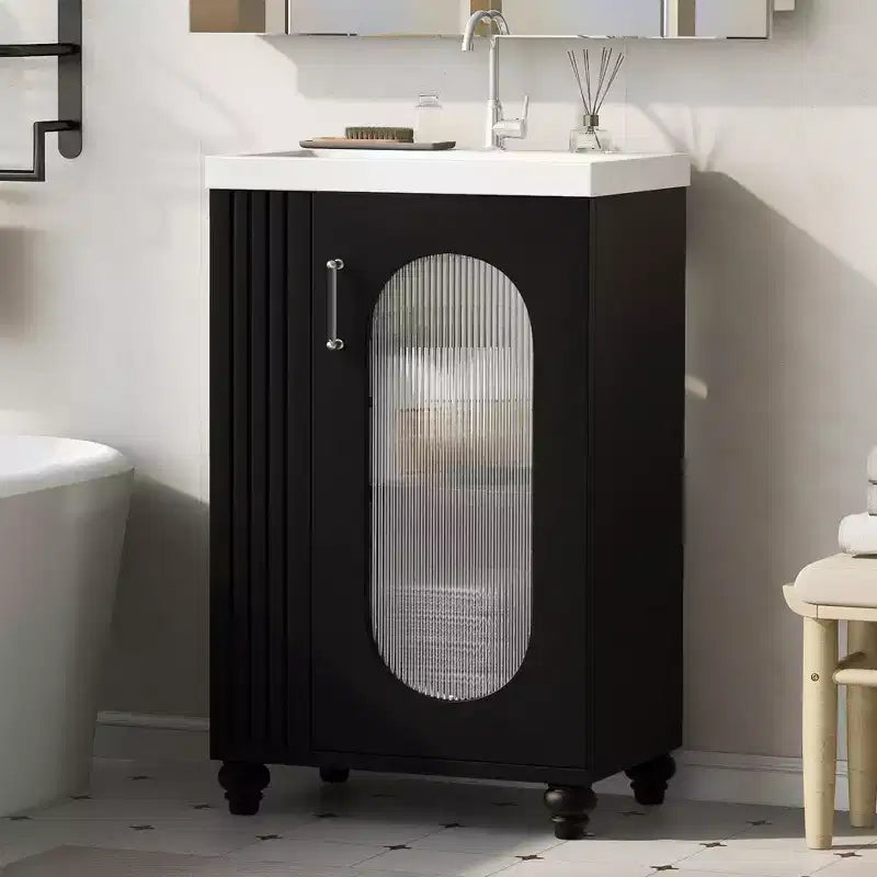 20 Bathroom Vanity with Sink, Freestanding Bathroom Vanity Ceramic Sink Combo Set Storage Cabinet with Adjustable Shelves