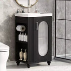 Mobile bagno autoportante con lavabo in ceramica e mobiletto contenitore