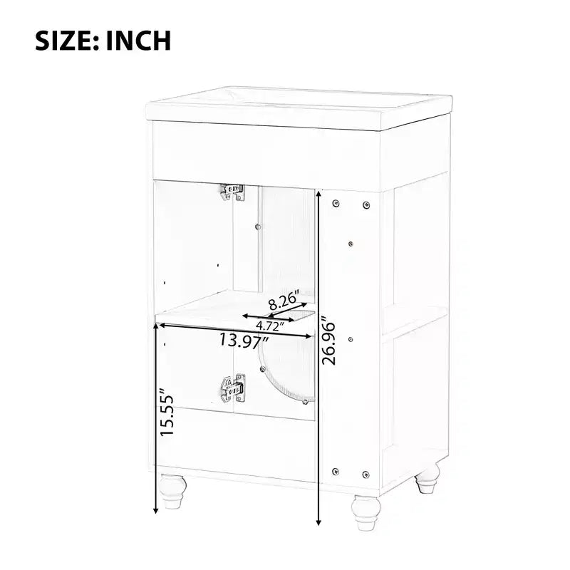 Mobile bagno autoportante con lavabo in ceramica e mobiletto contenitore