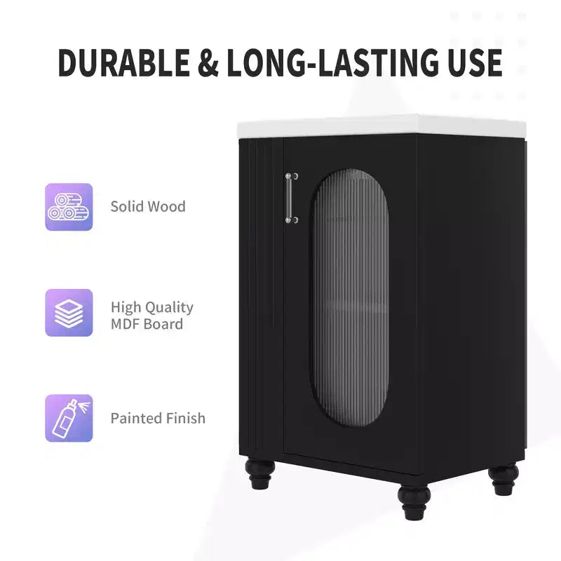 Mobile bagno autoportante con lavabo in ceramica e mobiletto contenitore
