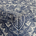 Pouf Quadrato Blu/Avorio – Motivo Medaglione Moderno, Seduta Imbottita, Poliestere Fatto a Mano, 53 cm