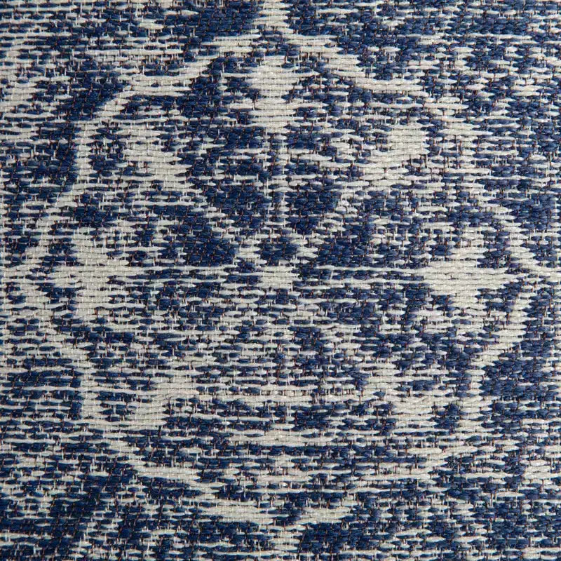 Pouf Quadrato Blu/Avorio – Motivo Medaglione Moderno, Seduta Imbottita, Poliestere Fatto a Mano, 53 cm