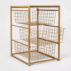 Organizzatore in metallo a 3 cassetti con piano in legno