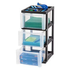 Carrello Medio a 3 Cassetti su Ruote con Top Organizer, Nero
