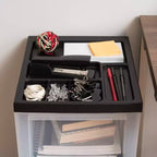 Carrello Medio a 3 Cassetti su Ruote con Top Organizer, Nero