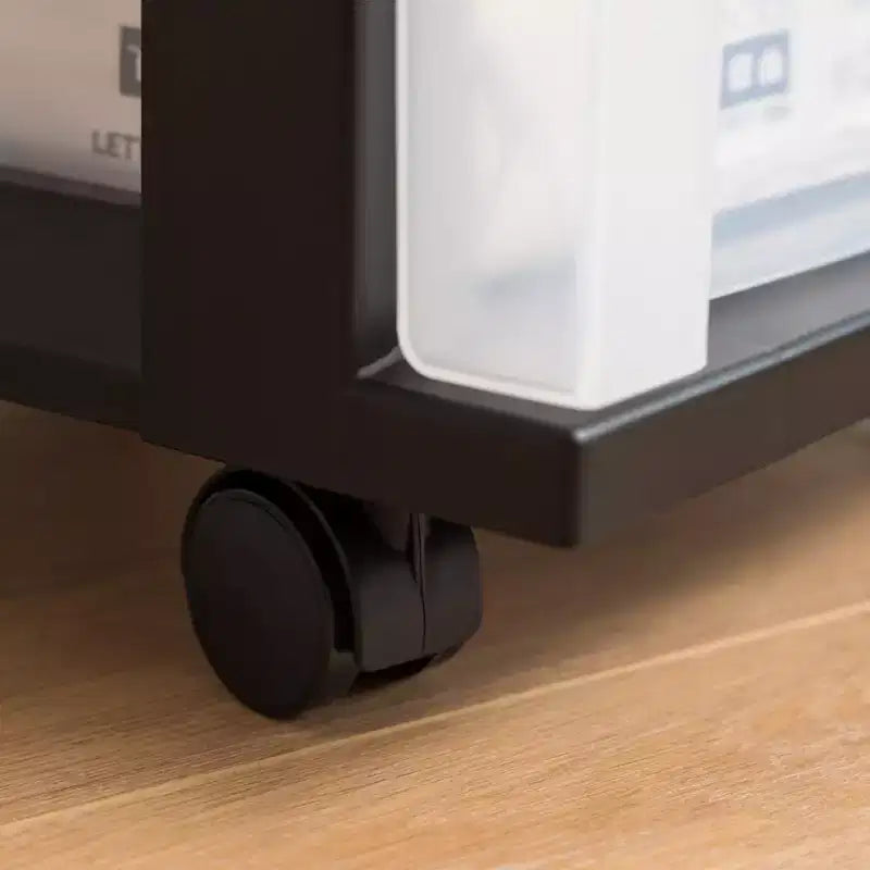 Carrello Medio a 3 Cassetti su Ruote con Top Organizer, Nero